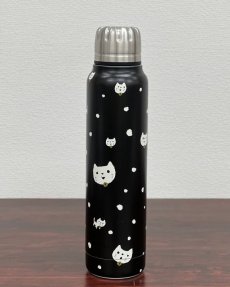 画像1: 【ポイント20倍】テキスタイルサーモボトル　2100740　コーラスねこブラック (1)