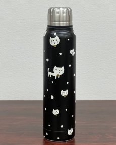 画像2: 【ポイント20倍】テキスタイルサーモボトル　2100740　コーラスねこブラック (2)