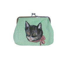 画像1: Nathalie Lete Animal Face Purse（がま口ポーチ）ブラックキャット　NL455 (1)