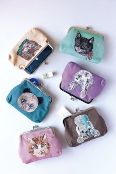 画像2: Nathalie Lete Animal Face Purse（がま口ポーチ）ブラックキャット　NL455 (2)