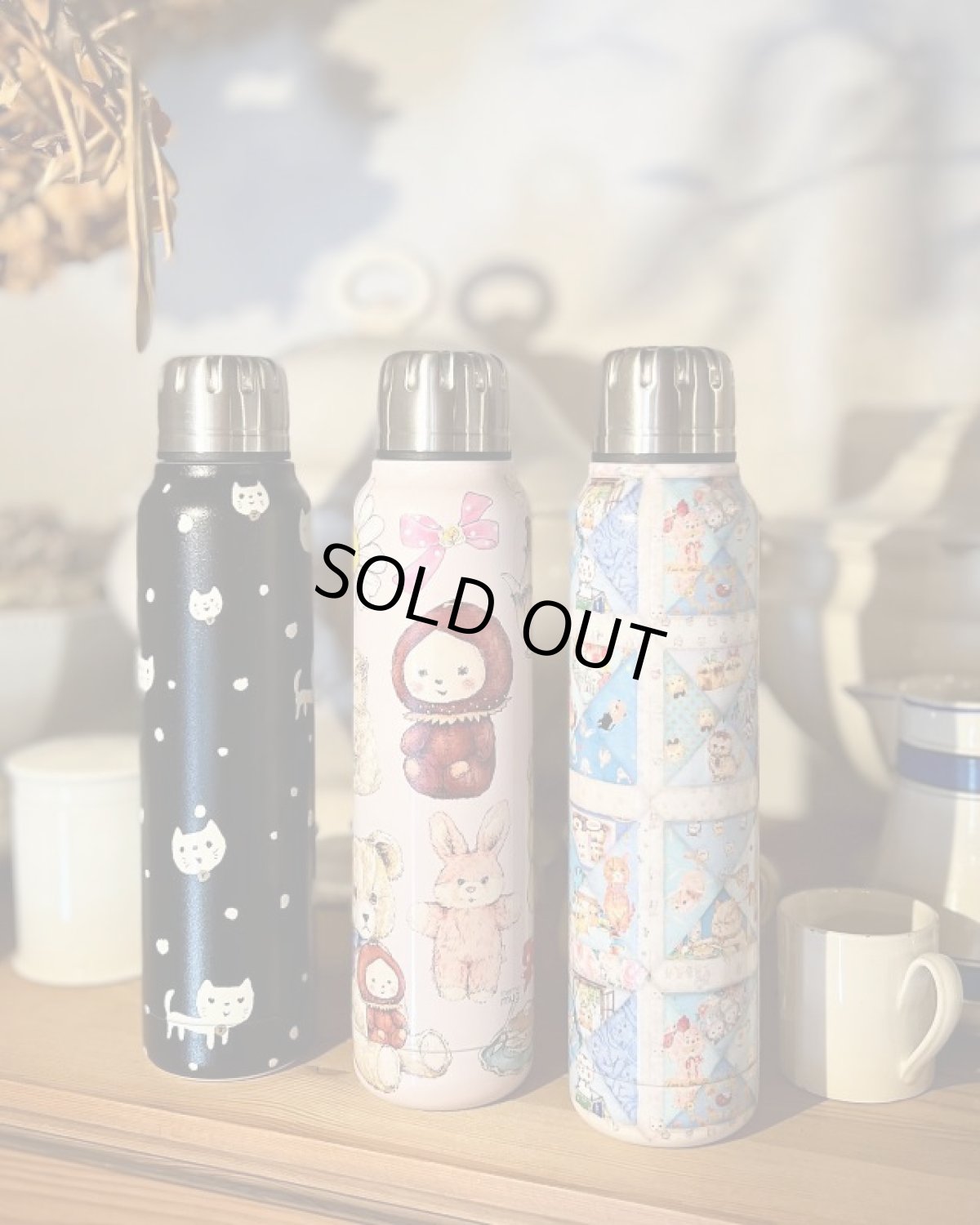 画像4: 【即納】テキスタイルサーモボトル　2100740　コーラスねこブラック (4)