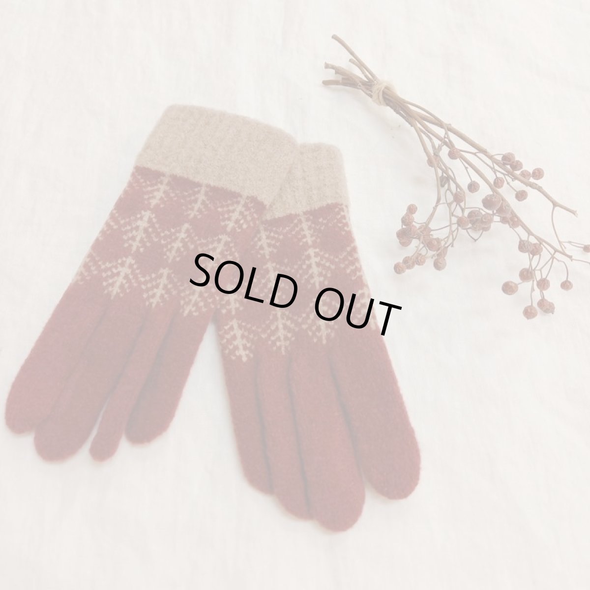 画像2: Humming bird　あったかグローブ　ノルディックツリー　ワイン (2)