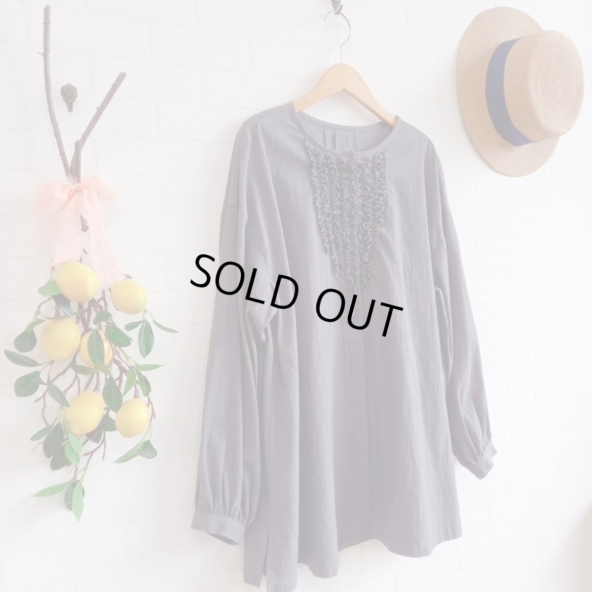 画像2: Humming bird　オーガニックジョーゼットフリル　竹炭 (2)