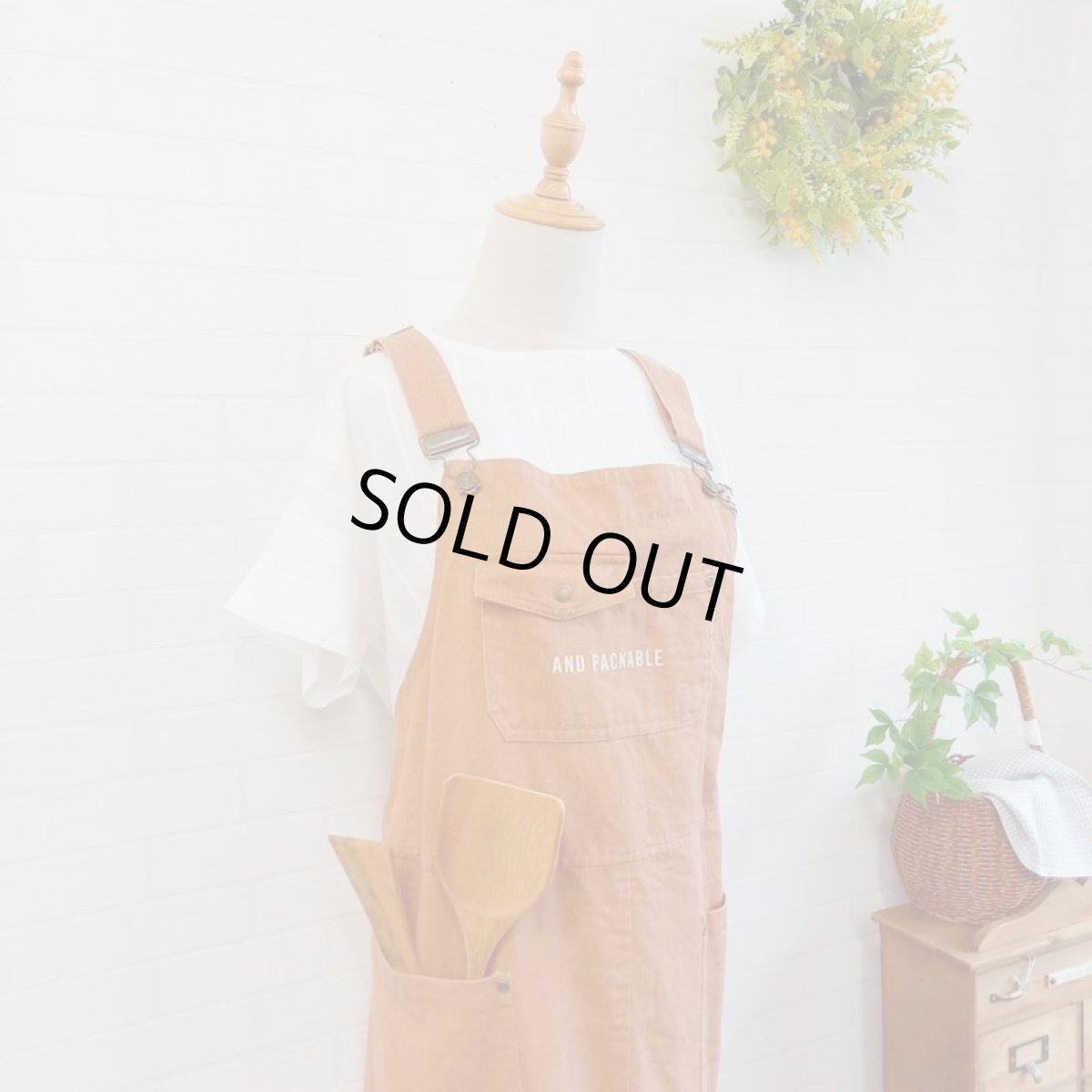 画像2: AND PACKABLE エプロン オーバーオール アンドロゴ TERRACOTTA (2)