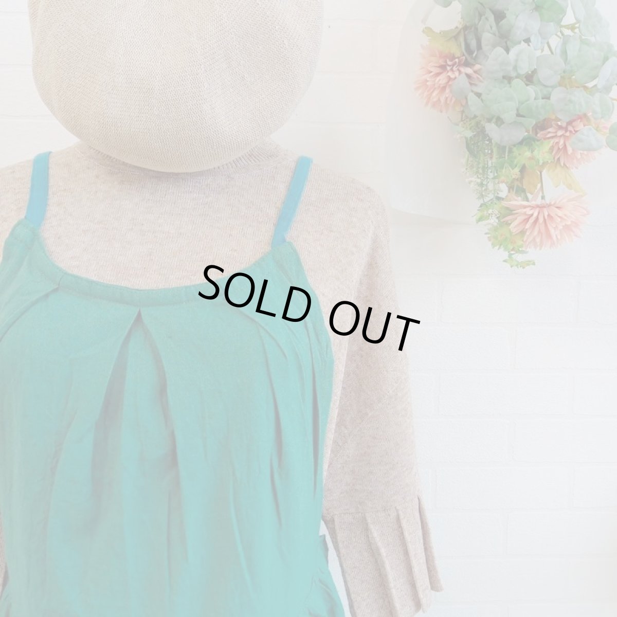 画像4: kukugoto 綿麻ギャザーエプロンワンピース　ダークグリーン　73188 (4)