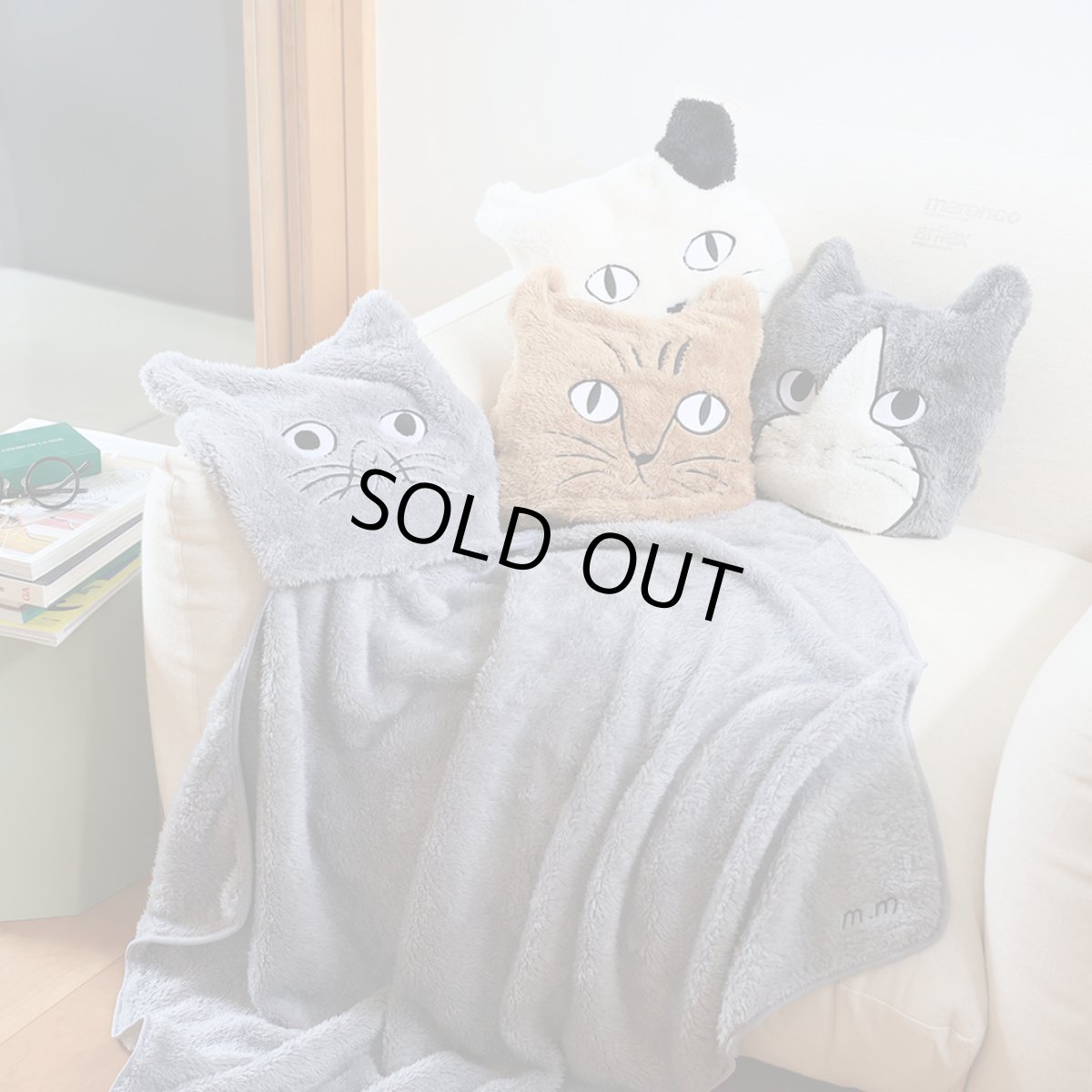 画像3: 松尾ミユキ Cat Face Blanket Light Gray MM762 (3)