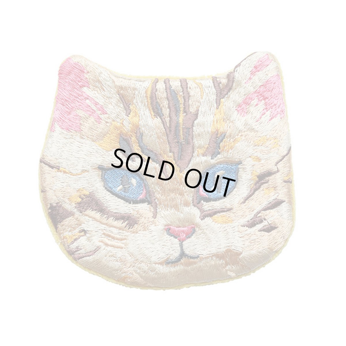 画像1: Nathalie Lete Embroidered cat face pouch Blue eye　NL883 (1)