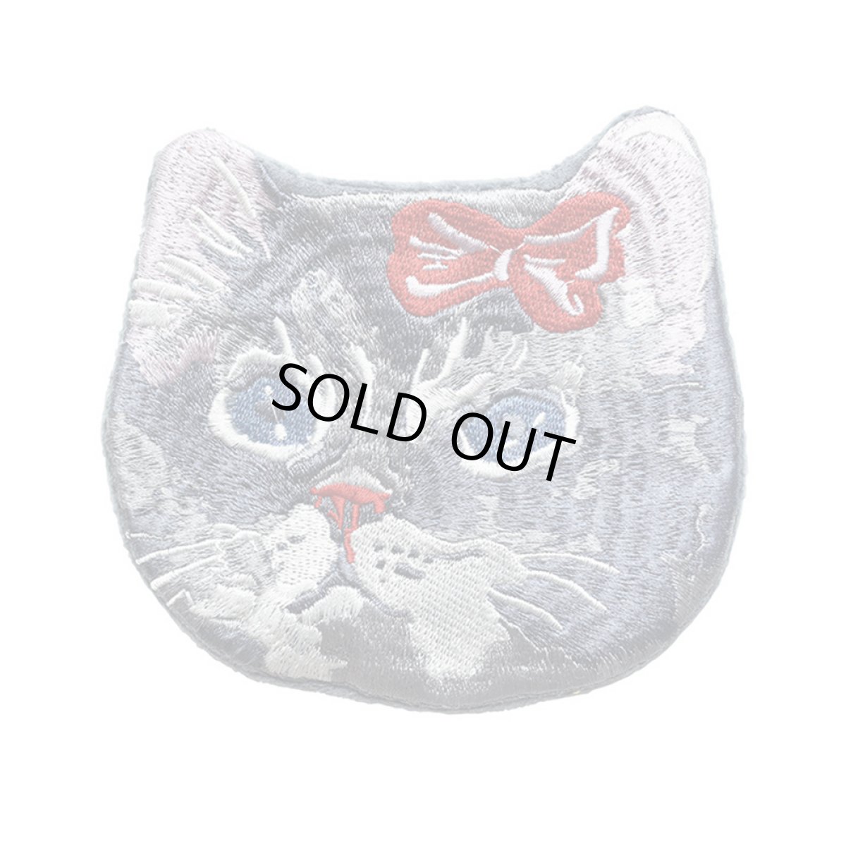画像1: Nathalie Lete Embroidered cat face pouch Gray cat　NL882 (1)