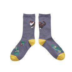 画像1: 松尾ミユキ Back Cat socks Mugi MM043 (1)