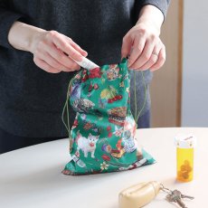 画像2: Nathalie Lete Satin drawstring pouch Cats NL152 (2)