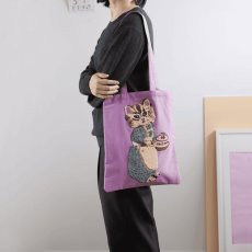 画像3: Nathalie Lete Fluffy Rectangle tote bag Gray cat NL042 (3)