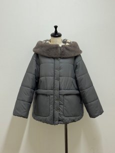 画像1: 【12月上旬〜12月中旬】ぷくぷくテキスタイルリバーコート（3L）5695140 (1)