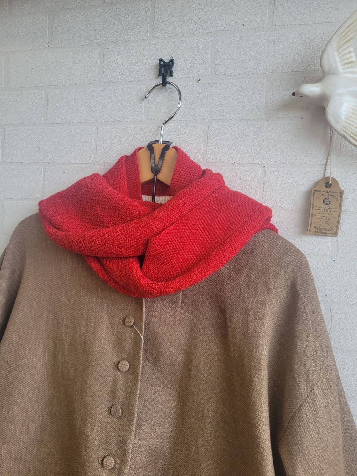 画像7: Humming bird　メリノウール100％へリンボン柄マフラー　OR (7)