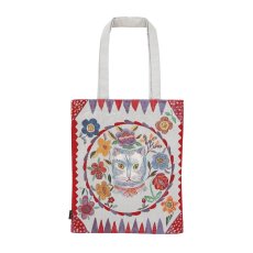 画像1: Nathalie Lete Rectangle tote bag Blue cat NL361 (1)
