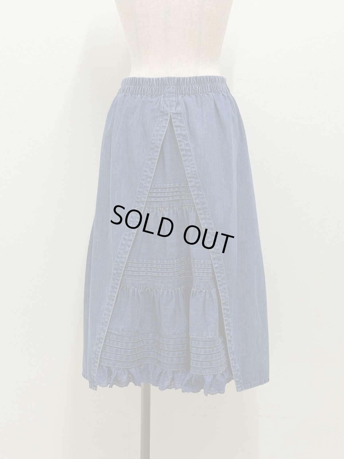 画像1: 【4月中旬〜4月下旬】クレープデニムスカート（3L）6660180 (1)