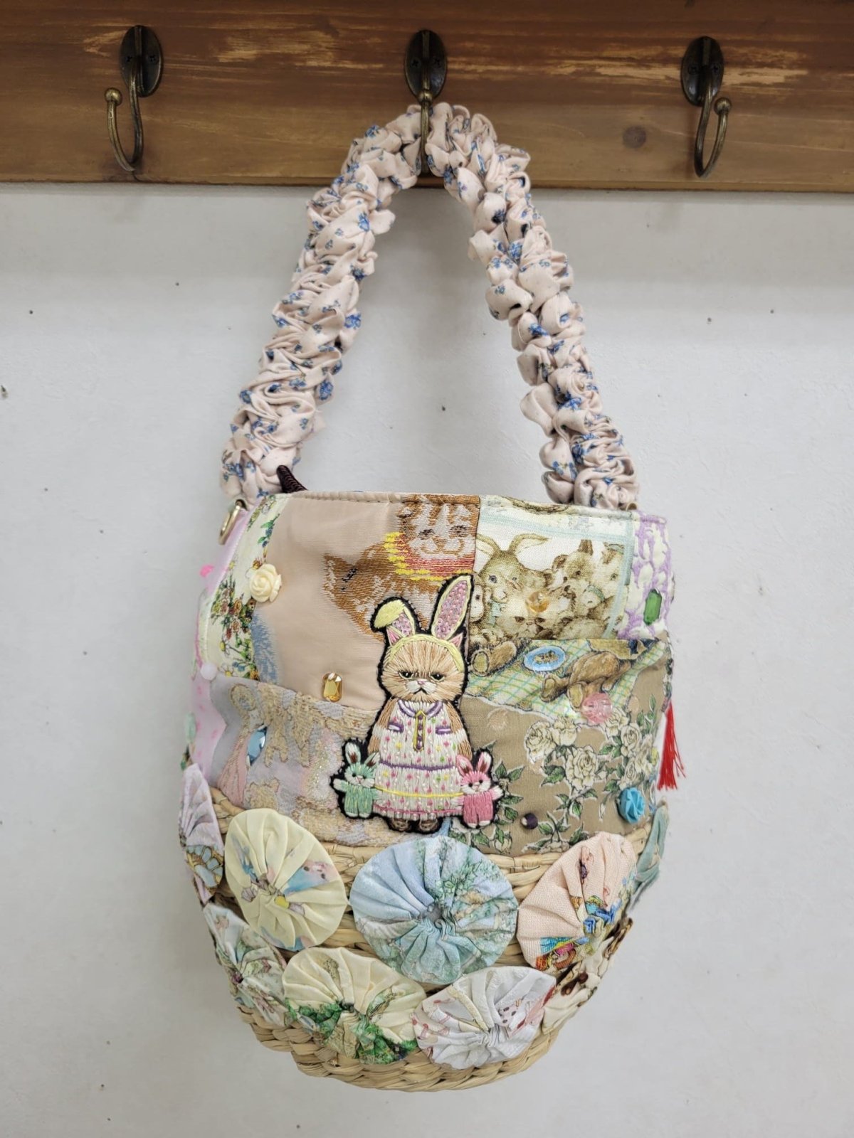 画像1: 【即納】リメイクパッチワークかごBAG　5100700B-RM (1)