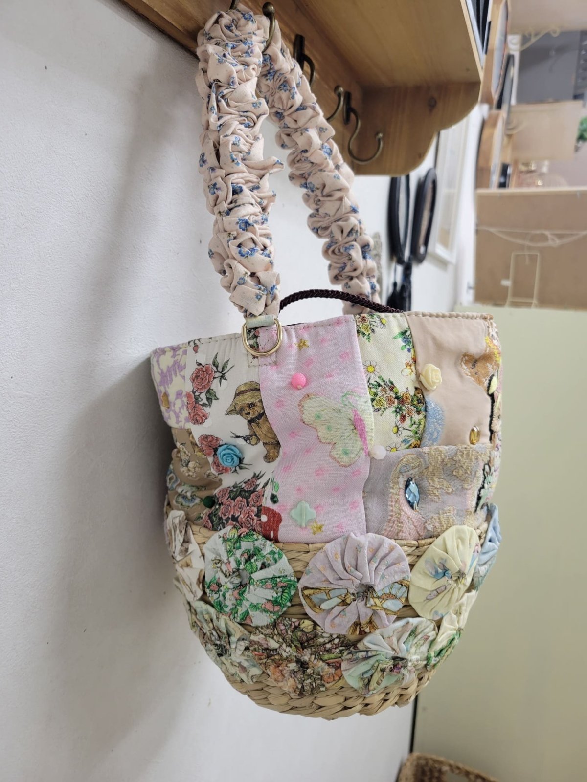 画像3: 【即納】リメイクパッチワークかごBAG　5100700B-RM (3)