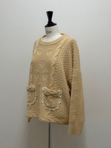 画像4: 【12月上旬〜12月中旬】ぽこぽこ編みリボンプルオーバー（3L） 6625040 (4)