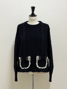 画像11: 【12月上旬〜12月中旬】ぽこぽこ編みリボンプルオーバー（3L） 6625040 (11)