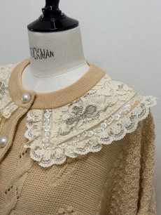 画像2: 【12月上旬〜12月中旬】ぽこぽこ編みリボンカーディガン（3L）6625020 (2)