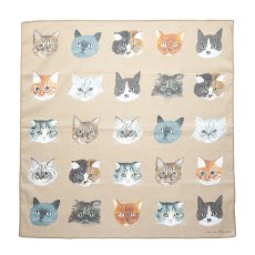 画像1: Matsuo Miyuki Handkerchief Cat Face-BE　MM744 (1)