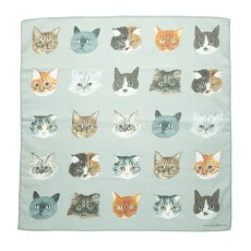 画像1: Matsuo Miyuki Handkerchief Cat Face-GY　MM743 (1)