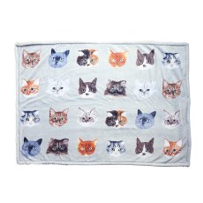画像1: Matsuo Miyuki Boa Blanket Cat Face-DGY　MM733 (1)