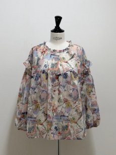 画像1: 【12月中旬〜12月下旬】柄ちがいたっぷりブラウス（3L） 6675120 (1)