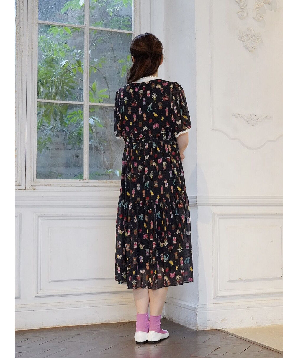 Yukiemon ユキエモン M テキスタイル5分袖ワンピース オーナメント柄 陽氣屋オンラインショップ