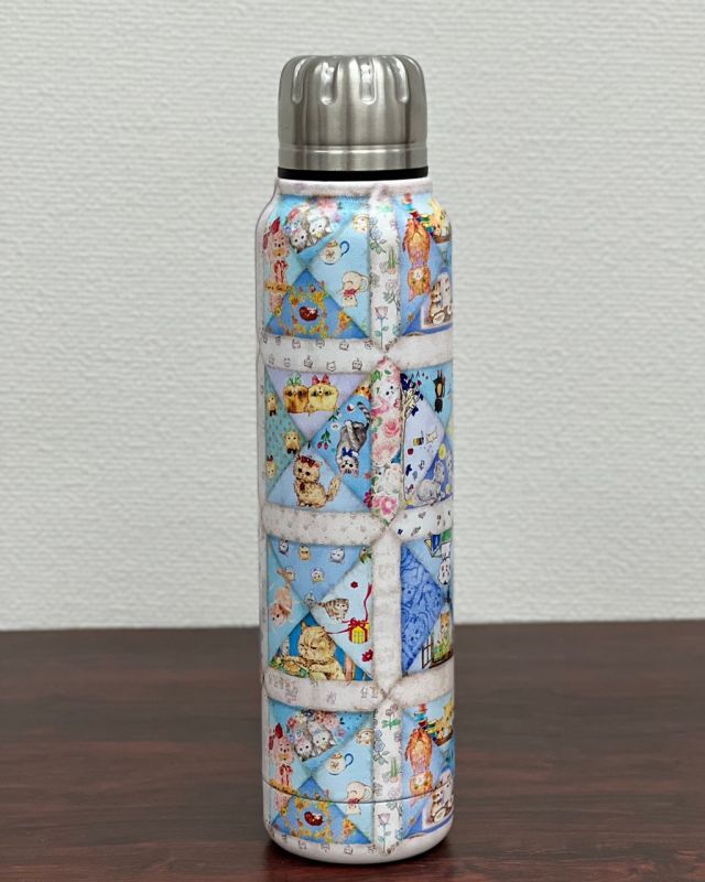 【即納】テキスタイルサーモボトル　2100740　ねこあつめサックス