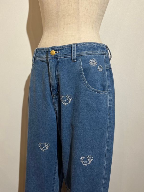極細繊維クロス 新品 ユキエモン ステッチベア デニムパンツ ２Ｌ