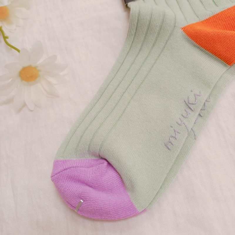 新品松尾ミユキ　good morning socks　リブソックス　刺繍　インコ