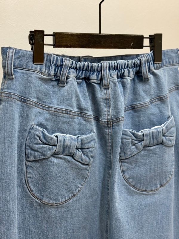 yukiemon おリボンデニムスカート こいめ 3L ☆新品☆yukiemon☆おリボンデニムロングスカート【3L】うすめ☆