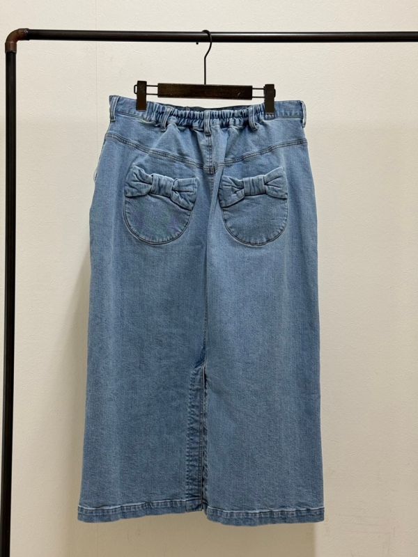 ☆新品☆yukiemon☆おリボンデニムロングスカート【3L】うすめ☆